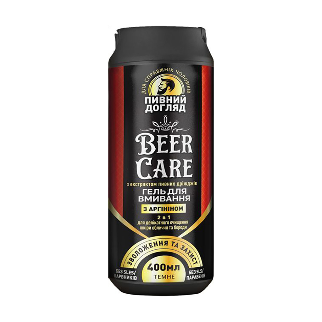 Чоловічий гель для вмивання 2 в 1 Beer Care Зволоження та захист, з аргініном, 400 мл